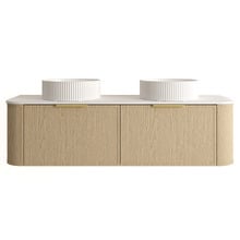 Ulualoha 1500mm Natural Oak Wall Hung Double Vanity with Stone Countertop